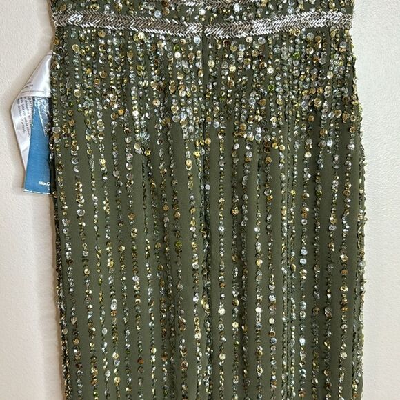 Mac Duggal SEQUINED HIGH NECK SLEEVELESS COLUMN GOWN in olive size 2 - Picture 12 of 16